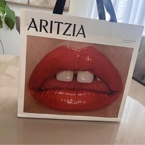 Aritzia Paper Gift Tote Bag with Bold Lip Print